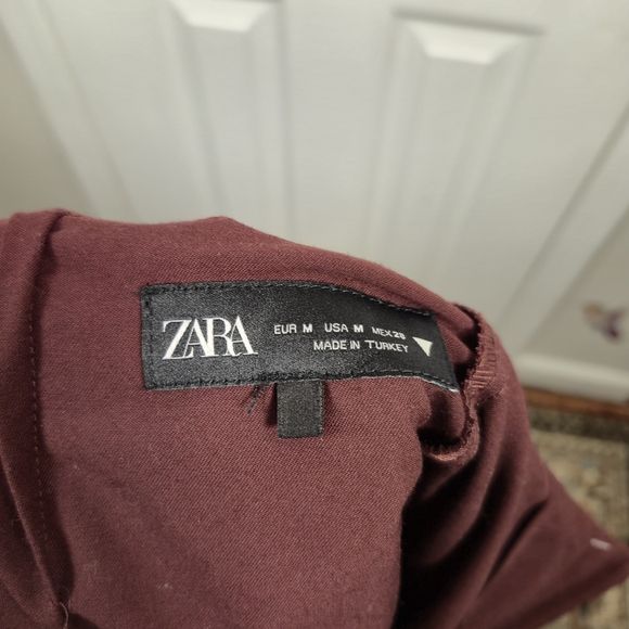 ZARA Pleated Skort in Burgundy Maroon | High Waist Mini Skirt Shorts Medium - Picture 5 of 5